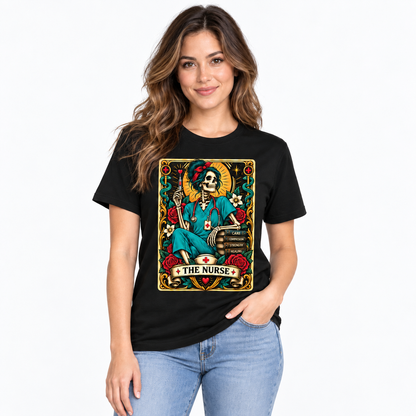 Personalized Nurse Skull Tarot Card Shirt for Women Custom Name Graphic Tee