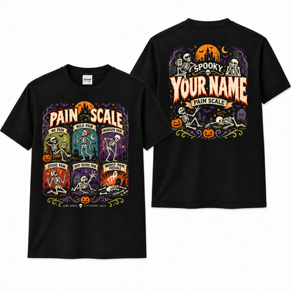 Pain Scale Skeleton Halloween Custom Shirt Spooky Medical Nurse Apparel T Shirt