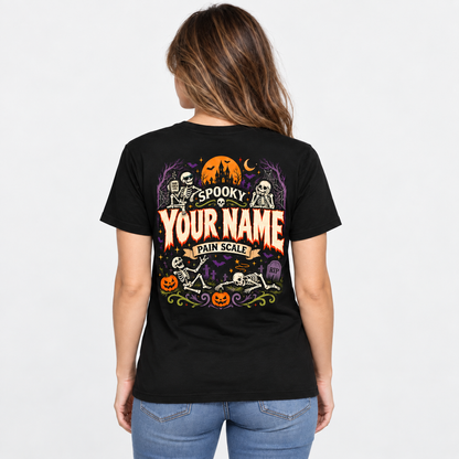 Pain Scale Skeleton Halloween Custom Shirt Spooky Medical Nurse Apparel T Shirt