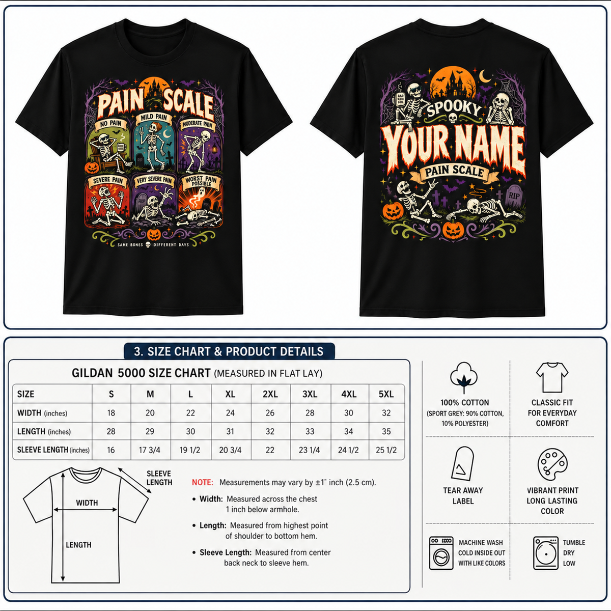 Pain Scale Skeleton Halloween Custom Shirt Spooky Medical Nurse Apparel T Shirt