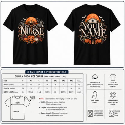 Personalized Nurse Halloween Shirt with Pumpkin and Stethoscope Autumn Gift