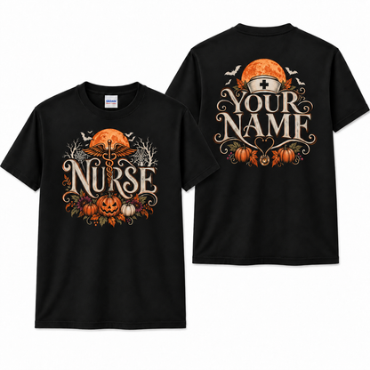 Personalized Nurse Halloween Shirt with Pumpkin and Stethoscope Autumn Gift