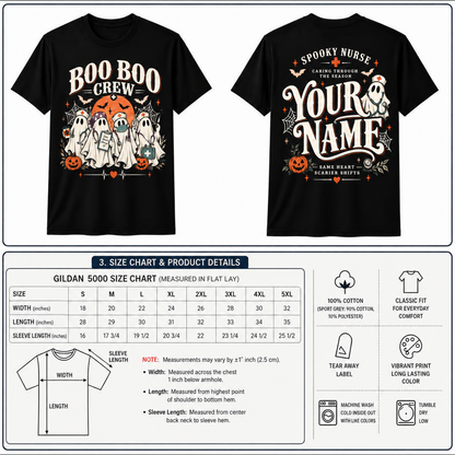 Boo Boo Crew Nurse Ghost Halloween Shirt Personalized Spooky Nursing Crew Tee