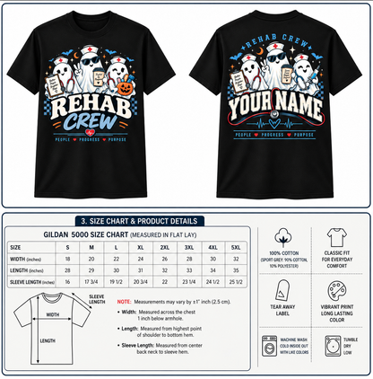 Custom Rehab Crew Halloween Shirt with Ghost Stethoscope Pumpkin Graphic Tee