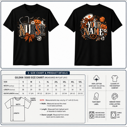 Custom Nurse Halloween Shirt with Stethoscope Leopard Pumpkin Bow Tee