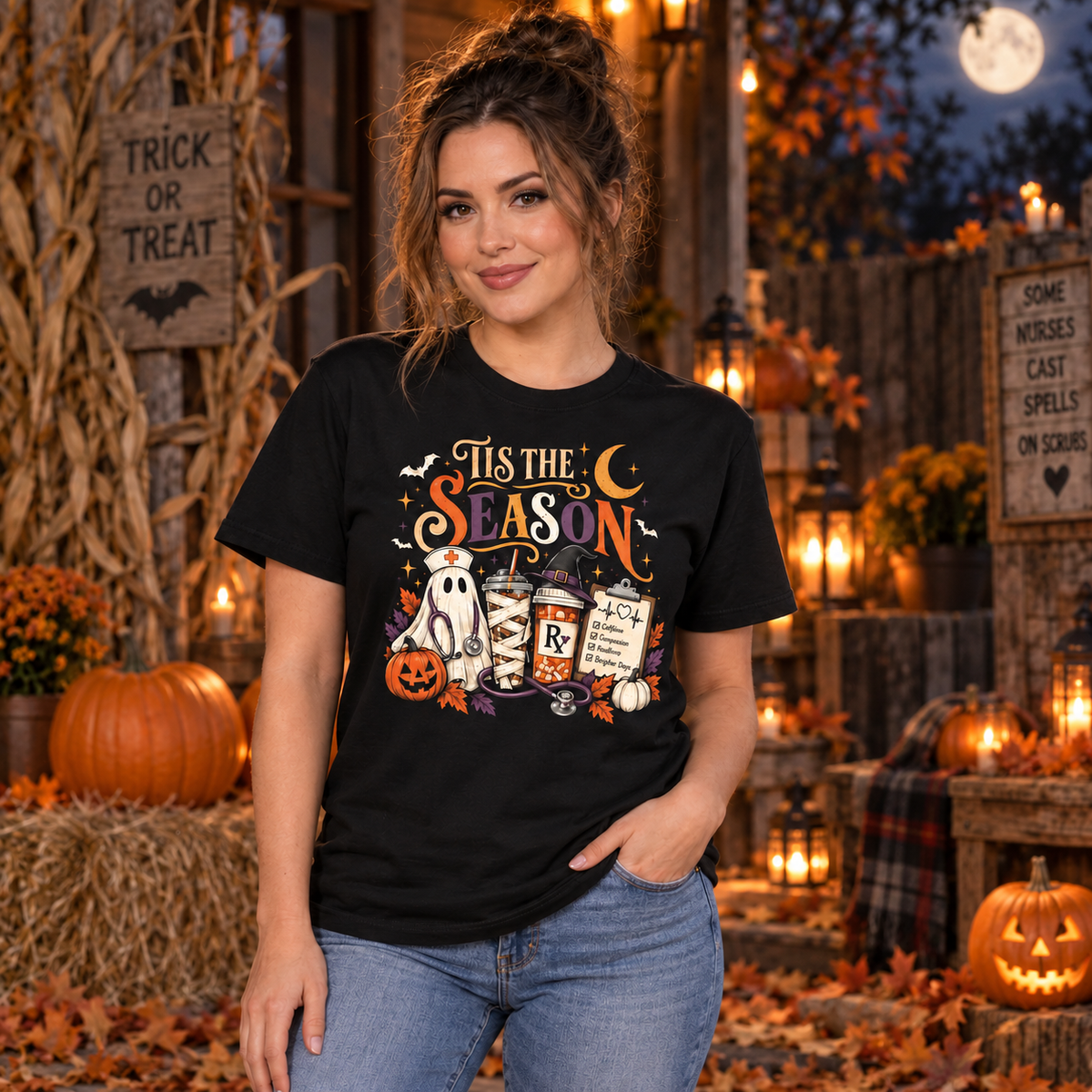 Custom Nurse Halloween Shirt Ghost Pumpkin Tis the Season Shirt