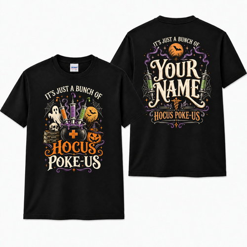 Custom Nurse Halloween Shirt with Syringe Cauldron Ghost Pumpkin Graphic