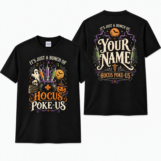 Custom Nurse Halloween Shirt with Syringe Cauldron Ghost Pumpkin Graphic