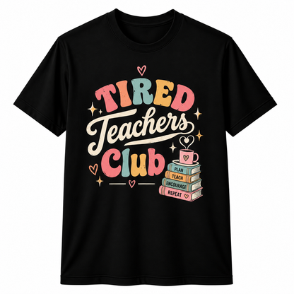 Personalized Custom Tired Teachers Club Pastel Bookish Unisex T-Shirt