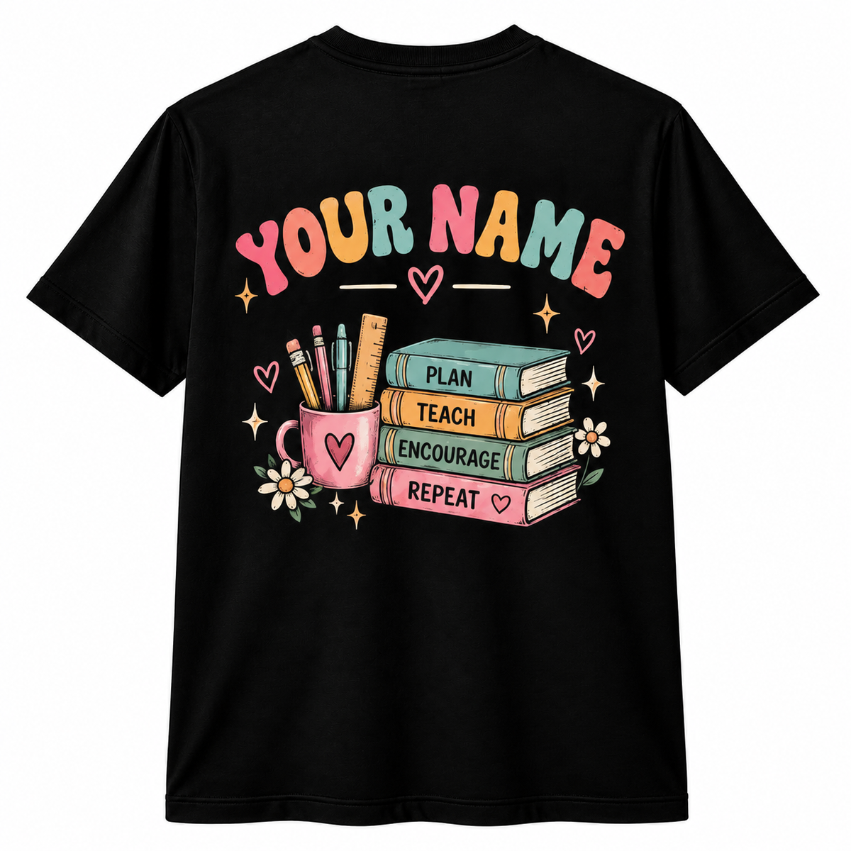 Personalized Custom Tired Teachers Club Pastel Bookish Unisex T-Shirt