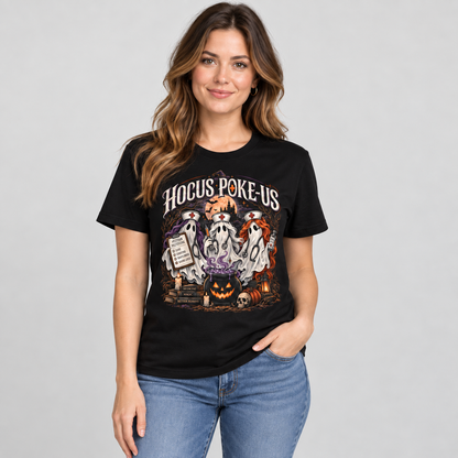 Hocus Poke Us Ghost Nurse Shirt Personalized Spooky Halloween Nurse Shirt