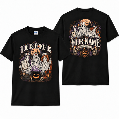 Hocus Poke Us Ghost Nurse Shirt Personalized Spooky Halloween Nurse Shirt