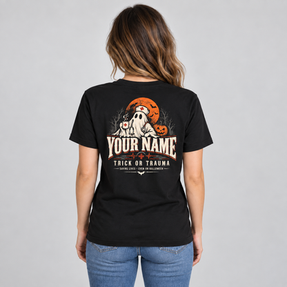 Custom Nurse Ghost Trick or Trauma Halloween Shirt Personalized Nurse Gift