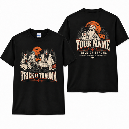 Custom Nurse Ghost Trick or Trauma Halloween Shirt Personalized Nurse Gift