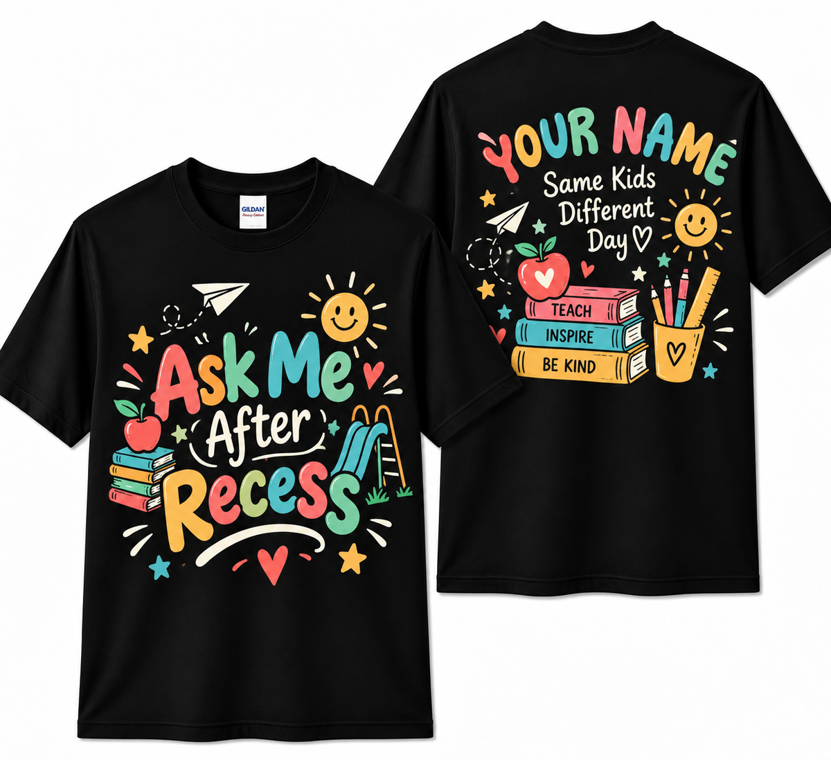 Personalized Custom Ask Me After Recess Cute Teacher Unisex T-Shirt