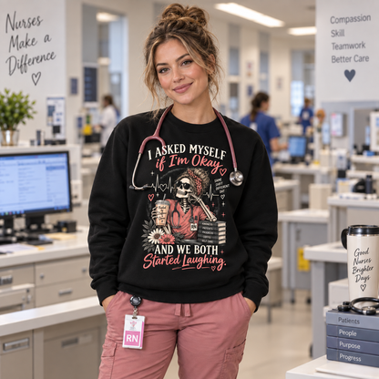 Skeleton Nurse Coffee Sweatshirt Personalized Nurse Gift Registered Nurse Top