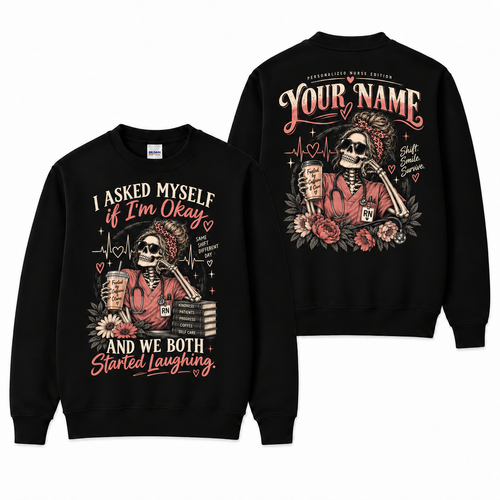 Skeleton Nurse Coffee Sweatshirt Personalized Nurse Gift Registered Nurse Top