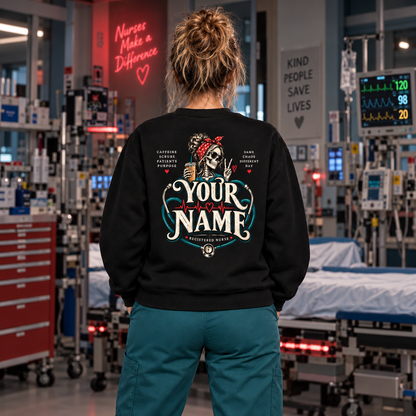 Nurse Skeleton Coffee Sweatshirt Personalised Registered Nurse Life Apparel