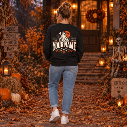 Orthopedic Crew Halloween Ghost Sweatshirt Personalized Ortho Nurse Doctor Gift
