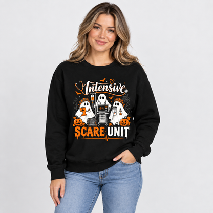 Custom Name Intensive Scare Unit Nurse Ghost Halloween Sweatshirt for Women