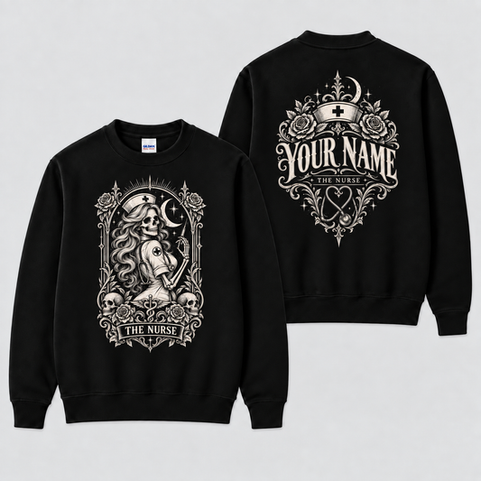 Skeleton Nurse Sweatshirt Custom Skeleton Nurse Graphic Gothic Nursing Apparel