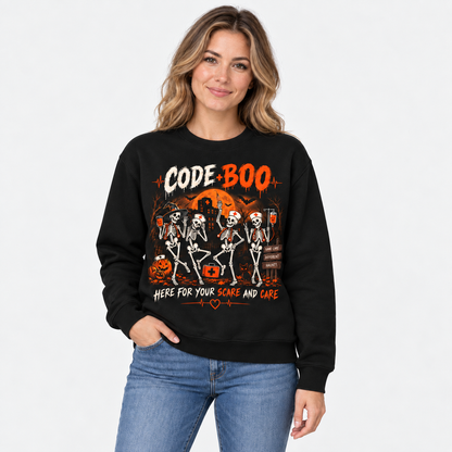 Skeleton Nurse Halloween Sweatshirt Personalised Code Boo Shirt for Nurses