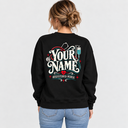 Registered Nurse Skeleton IV Pole Sweatshirt Custom Name
