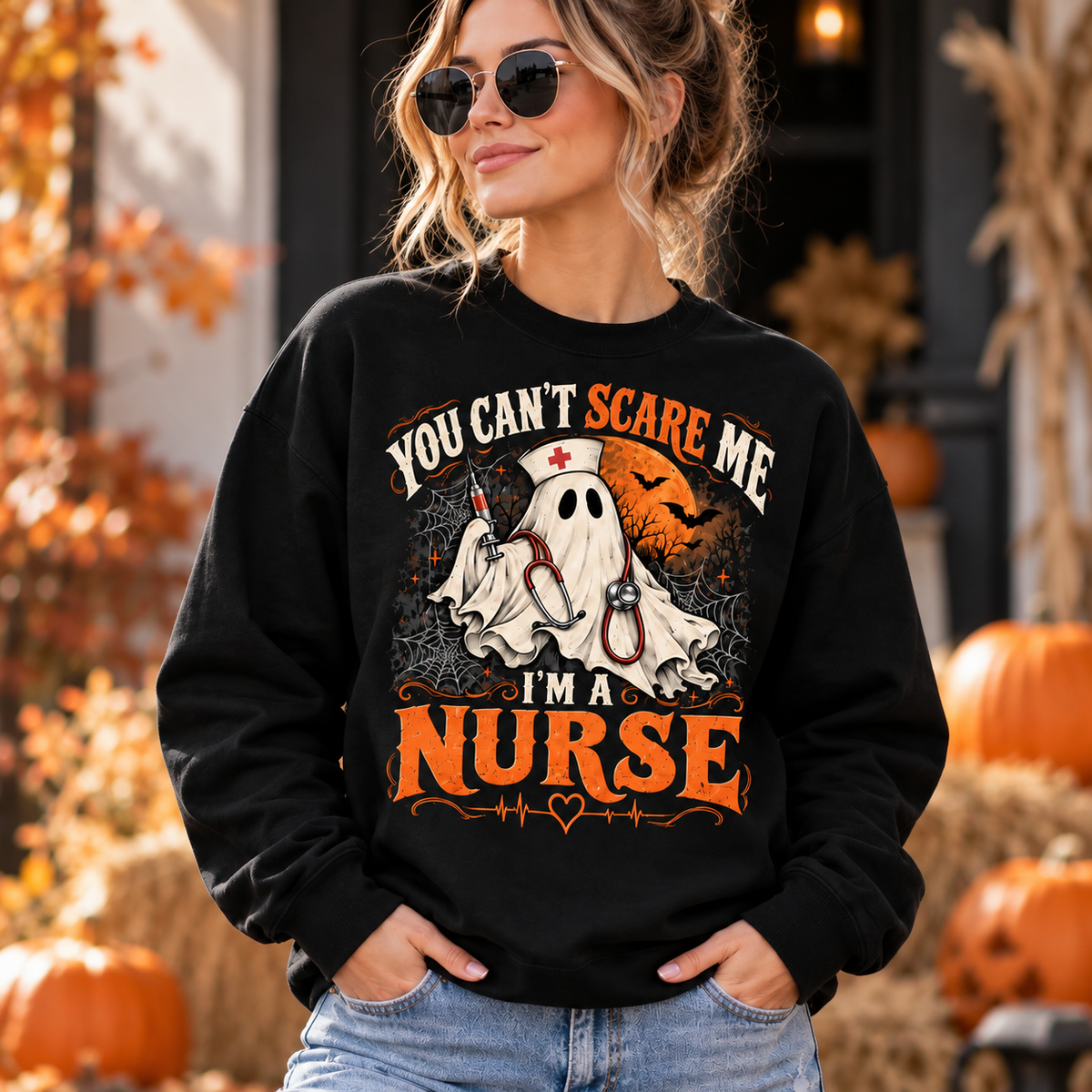 Halloween Nurse Sweatshirt Custom Ghost You Can Not Scare Me Shirt