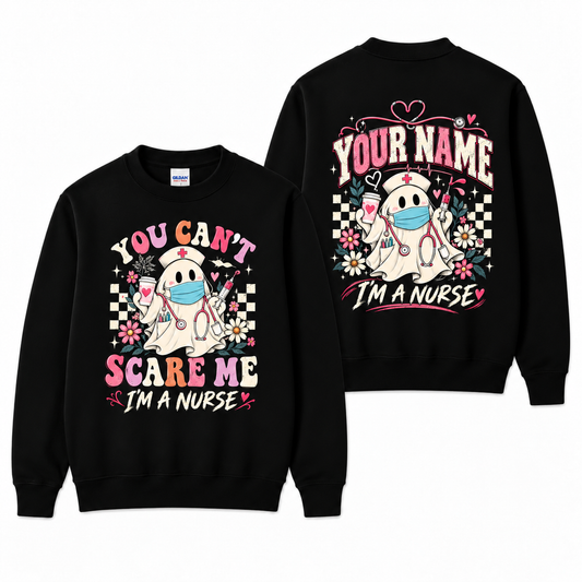 Nurse Ghost Sweatshirt Custom Name Cute Halloween Spooky Nurse Shirt