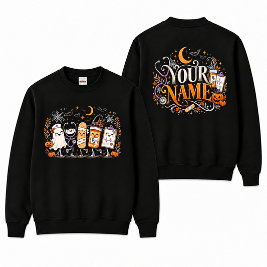 Cute Halloween Nurse Sweatshirt Personalized Medical Staff Costume Gift
