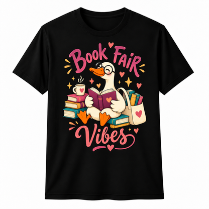 Personalized Custom Book Fair Vibes Cute Goose Librarian Unisex T-Shirt