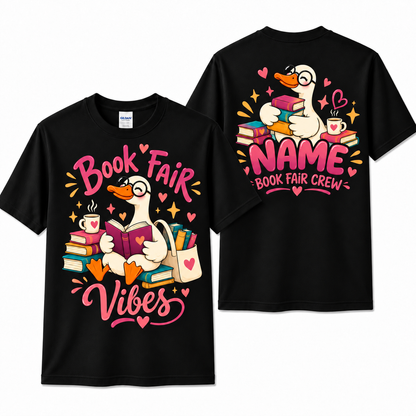 Personalized Custom Book Fair Vibes Cute Goose Librarian Unisex T-Shirt