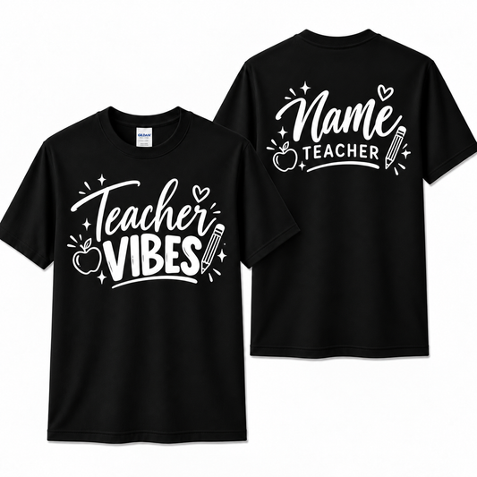 Personalized Custom Teacher Vibes Cute Back to School Unisex T-Shirt