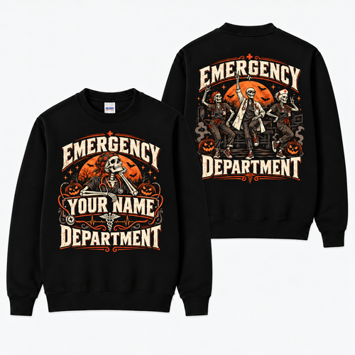 Emergency Department Skeleton Nurse Halloween Custom Sweatshirt