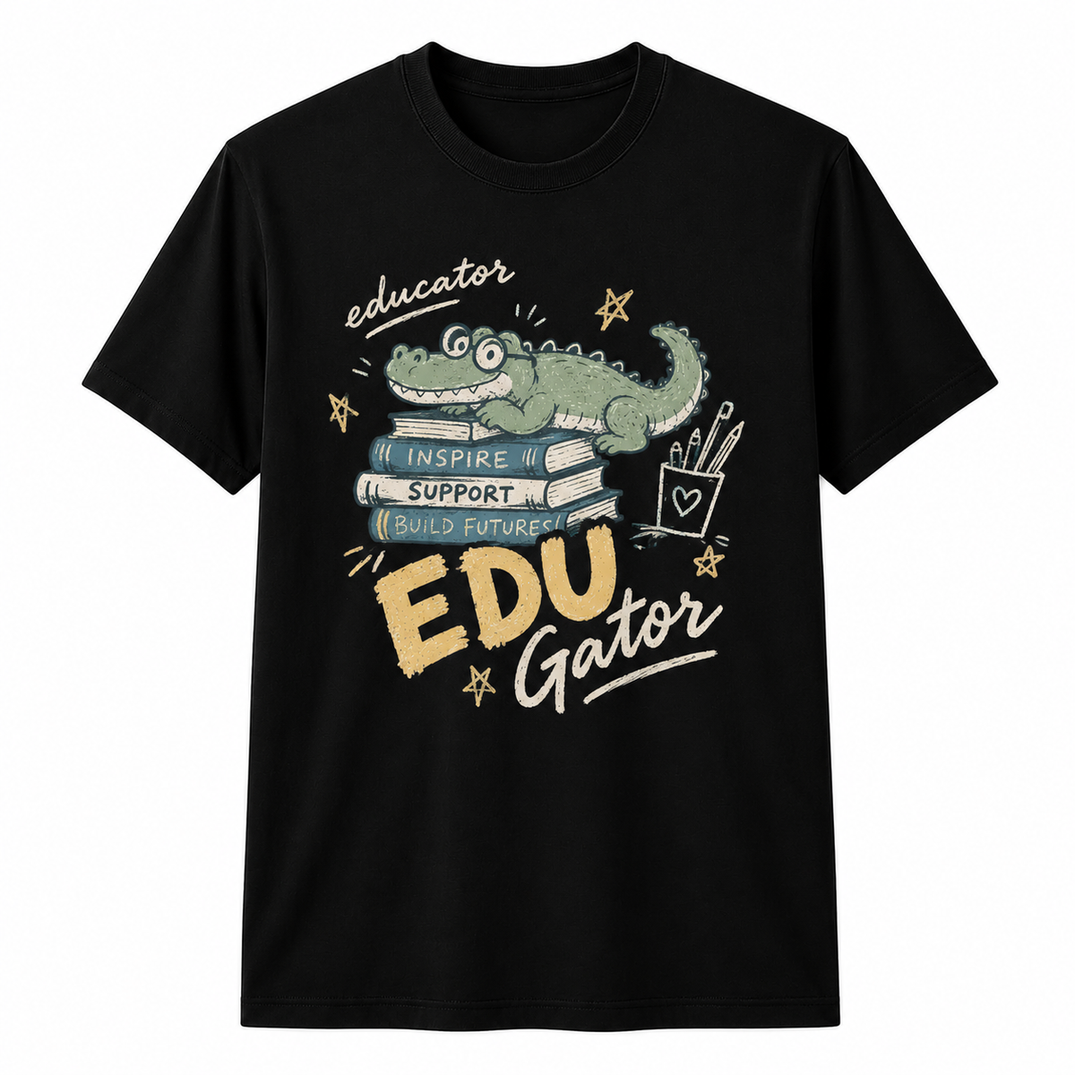 Custom EduGator Crocodile Teacher T-Shirt Inspire Support Personalized Gift