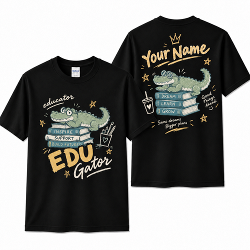 Custom EduGator Crocodile Teacher T-Shirt Inspire Support Personalized Gift