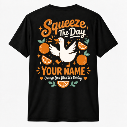 Custom Cute Duck Teacher T-Shirt Squeeze The Day Friday Weekend Lover Gift