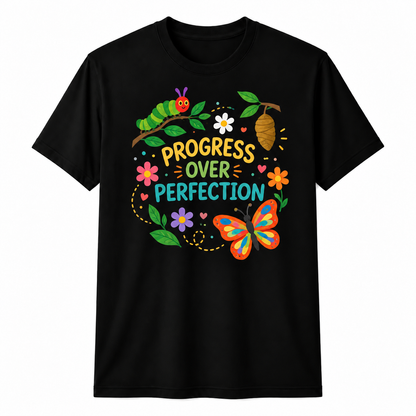 Personalized Teacher Shirt Progress Over Perfection Caterpillar Custom Name