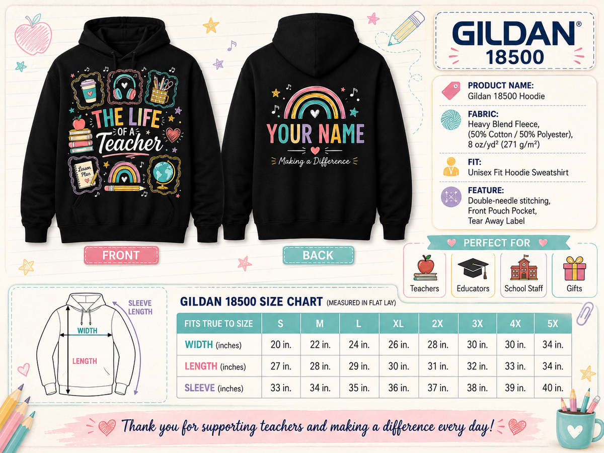 Custom The Life Of A Teacher Hoodie Back To School Personalized Name Gift