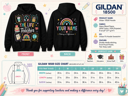 Custom The Life Of A Teacher Hoodie Back To School Personalized Name Gift