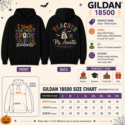 Personalized Halloween Teacher Hoodie Spooktacular Students Custom Name Gift