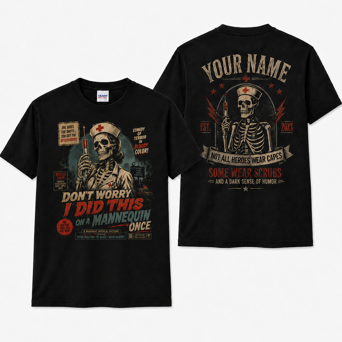 Personalized Skeleton Nurse T Shirt Custom Gift with Some Wear Scrubs Quote