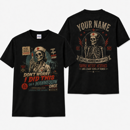 Personalized Skeleton Nurse T Shirt Custom Gift with Some Wear Scrubs Quote