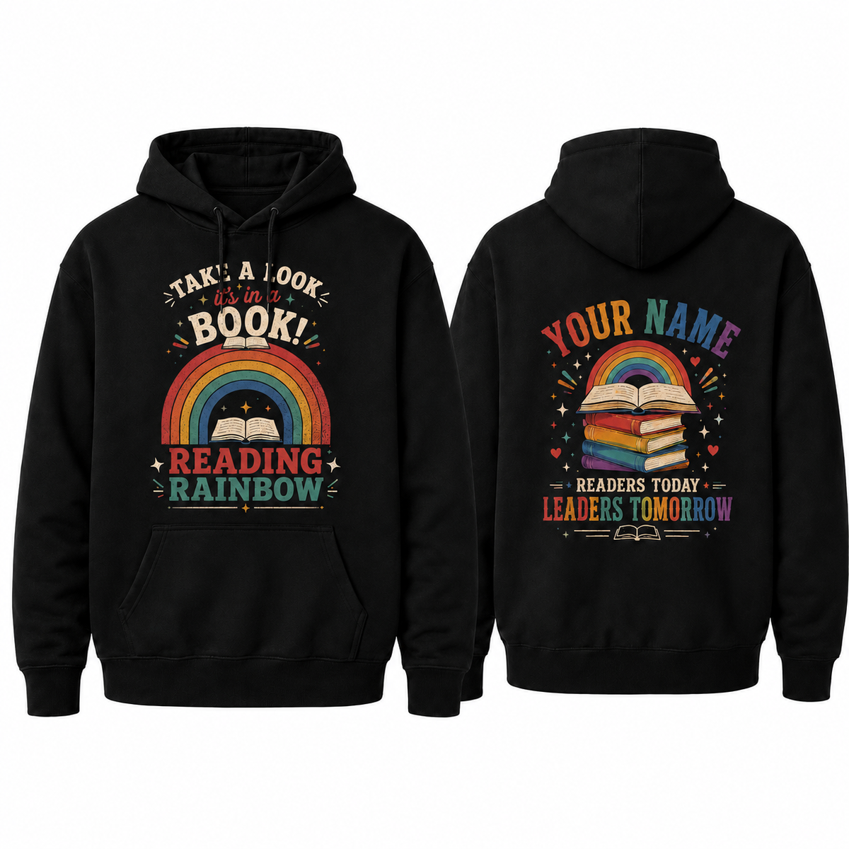 Personalized Reading Teacher Hoodie Readers Today Leaders Tomorrow Name Gift