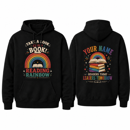 Personalized Reading Teacher Hoodie Readers Today Leaders Tomorrow Name Gift