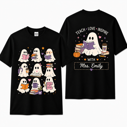 Personalized Bookish Halloween Shirt Custom Teacher Librarian Gift Unisex T-Shirt