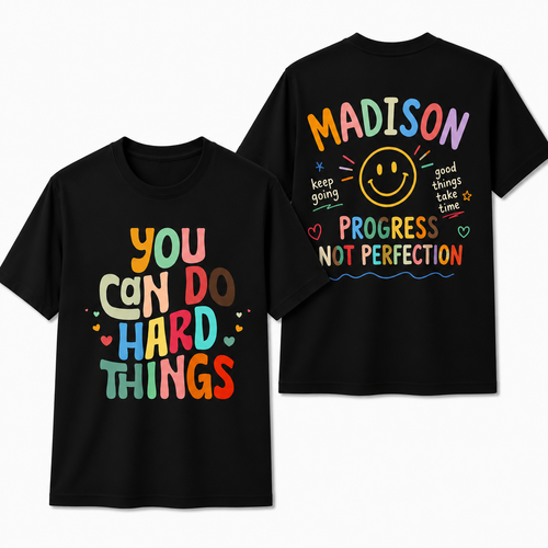 Custom You Can Do Hard Things Teacher Shirt Progress Not Perfection T-Shirt