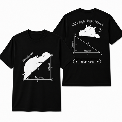 Custom Funny Hippopotenuse Math Teacher Geometry Gift Unisex T-Shirt