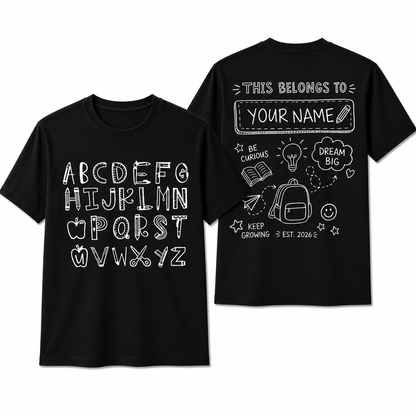 Personalized Alphabet Teacher Shirt Women Teaching Graphic Kindergarten Unisex T-Shirt