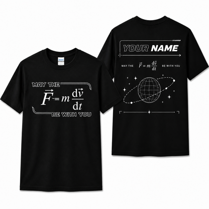 Personalized Funny Science Nerd May The F=m*dv/dt Be With You Unisex T-Shirt
